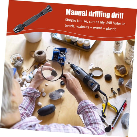 Person using DIY Drilling Tool Kit For Wood Jewelry And More 18 Piece Mini Twist Drill Set With 0.3mm to 1.2mm Bits on craft project