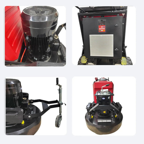 Close-up of Workhorse 12 Head Concrete Floor Polishing Grinder With Planetary Rotation System details in multiple angles