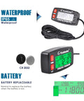 Hour Meter And RPM Tachometer With RPM Alert One Button Data Check Total Engine Hours Dual SVC And SVC2 Countdown Timers Resettable Job Timer Red Button Edition For Easy On The Fly Engine Monitoring, IP65 waterproof, CR2032 battery