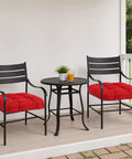 Waterproof Outdoor Chair Cushions Set Of 2 19x19 Inch Tufted Red Cushions on patio chairs next to a round table on a porch