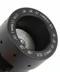 Close-up of Tungsten Electrode Grinder Sharpener for TIG Welding with aluminum head showing multi-angle settings and diamond wheel.