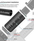 Diagram showing Astronomy T2 Extension Tube Kit for Cameras and Eyepieces with 5mm-40mm spacers, labeled installation guide