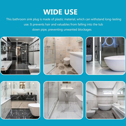 Bathtub Drain Stopper with Rotating Design and Silicone Seal Ring in a modern bathroom, showcasing various stylish fixtures and finishes.