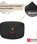 Heavy Duty Waterproof Fire Pit Cover for 36 Inch Round Fire Pit Bowl with air vent detail shown.