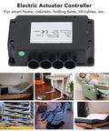 Heavy Duty Dual Motor Electric Actuator Controller With Wireless Remote And Wired Hall Sensor For Smart Home Furniture And Lifting Tables DC24V US Plug, top view of controller box.