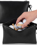 Valuables Golf Pouch Set Two Pack PU Leather Tee Bags With Waterproof Zippers And Velvet Lining, Portable Golf Accessories Organizer
