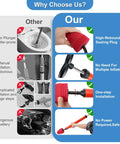 Comparison image showing features of High Pressure Air Toilet Plunger With Flexible Drain Snake for effective unclogging.