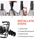 Gas Powered Workhorse Earth Auger Post Hole Digger 52cc 1800W installation steps with drill setup and connection.