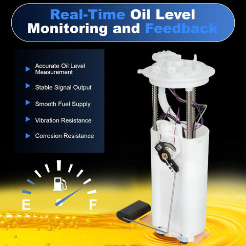 Electric Fuel Pump Drop In Replacement For Cadillac Escalade 1999 2000, Chevy Tahoe 1998 2000, GMC Yukon 1998 2000 5.7L V8 With OE Numbers 19367489 25314327 25314329 402P3972M 67368, Easy Plug And Play In Tank Fuel Pump Upgrade image showing real-time oil level monitoring features.