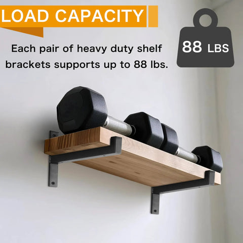 Heavy Duty 6 Pack 8 Inch Shelf Brackets Wall Mounted Industrial Beefy Metal Shelving Supports with Lip