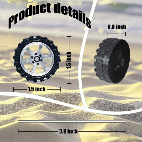 60 Piece Plastic Wheel Shaft Kit With 30 Round Rod Axles For DIY RC Cars And Model Toys, wheel measurements shown