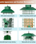 Weight Activated Squirrel Proof Bird Feeder For Outdoors Hanging With 3Lb Capacity And Four Ports, green tube design