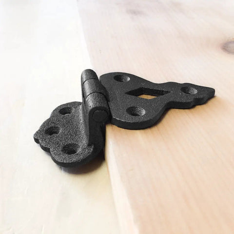 Two Pack Black Wrought Iron Offset Cabinet Hinges Three Eighths Inch Hoosier Style Kitchen Cupboard Door Hardware