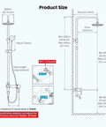 Diagram of Upgrade Your Shower With A Rugged Stainless Steel 8 Inch Rain Head System specifications, measurements, and components.