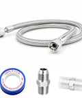 Top Shelf Heavy Duty 1/4 In X 40 In Stainless Steel Air Compressor Jumper Hose with NPT fittings and PTFE tape.