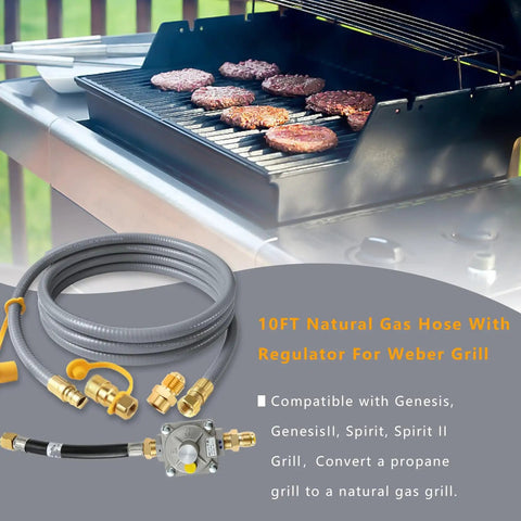 Propane To Natural Gas Conversion Kit For Weber Genesis Grills Genesis II Spirit Spirit II With 10Ft Natural Gas Hose And Regulator