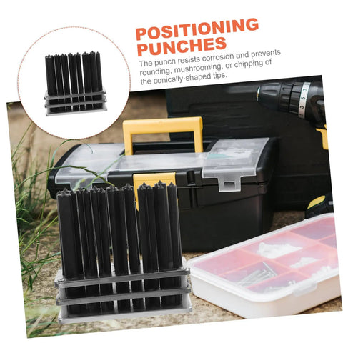 Pin Punch Set 28Pc Cylindrical Punches Drilling Tools Maintenance Kit outdoor view with toolbox and drill