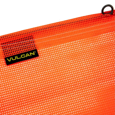 Close-up of orange wire loop flag from Heavy Duty Magnet Kit With Wire Loop Flags For Wide Load Hauling Includes Vented Storage Bag Durable Trucking Gear.