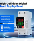 Smart Voltage Protector For 110V Homes Adjustable 1 To 63A Circuit Breaker with digital display and indicators.