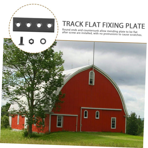 Replacement Track Connector And Flat Mending Plate For Barn Door Hardware Kit with Smooth Surface shown in packaging and parts detail