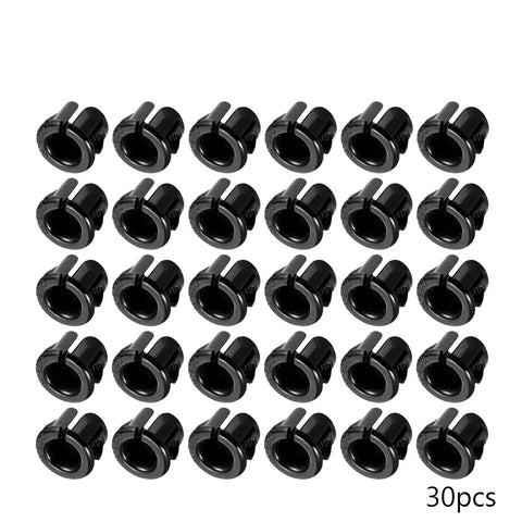30 Piece Cable Snap Grommets 10mm Mounting Diameter For 6mm Wire Easy Snap In Plastic Bushing Protectors Black, set of 30