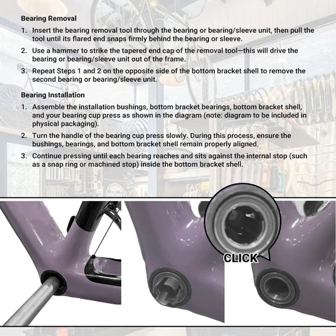 Press Fit Bottom Bracket Tool Kit For BB90 BB92 And Internal Bearings Removal And Installation 22 To 24mm ID Bushings Compatible
