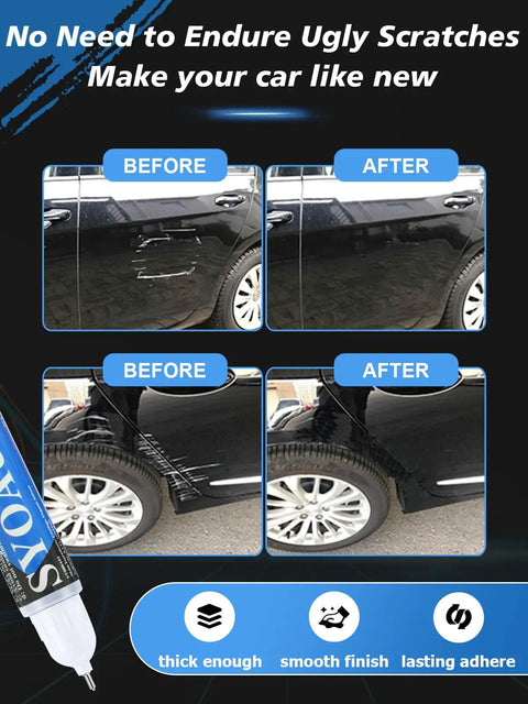 Black Car Touch Up Paint Pen 2 In 1 For Scratch Repair And Rust Prevention 0.4 Oz Auto Paint Pen used on car scratches before and after