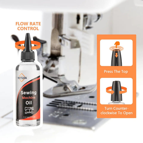 Sewing Machine Lubricant 4.4oz With Applicator Crystal Clear Odorless Mineral Oil For Textile Machines Keeps Your Stitches Smooth Jam Free And Buzz Free Transparent Oil That Prevents Slowdowns, 3.4oz bottle
