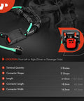Close-up view of A-Premium brake pad wear sensor harness for Jaguar XF, red 2-pin connector, green wires.