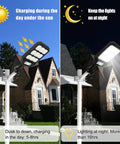 Ultra Bright Solar Street Lights Outdoor Two Pack With 279 LEDs Remote Control IP65 Waterproof Motion Sensor Security Light