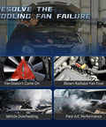Straight Bolt On Electric Radiator Cooling Fan Replacement For Ford Focus 2012 2018, showing fan failure symptoms and inspection.
