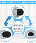Effortless Home Move Sliders Two In One Heavy Duty Furniture Movers detail showing removable sock for carpet and hardwood use.