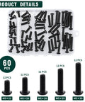 M5 Black Torx Security Screws With Bit Tamper Resistant Button Head 304 Stainless Steel Machine Fasteners For Outdoor Automotive Anti Theft Projects Locks Down Tight 60Piece Set in storage case