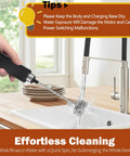 Rechargeable Milk Frother Handheld With 3 Detachable Stainless Whisks being rinsed under a tap in a kitchen sink