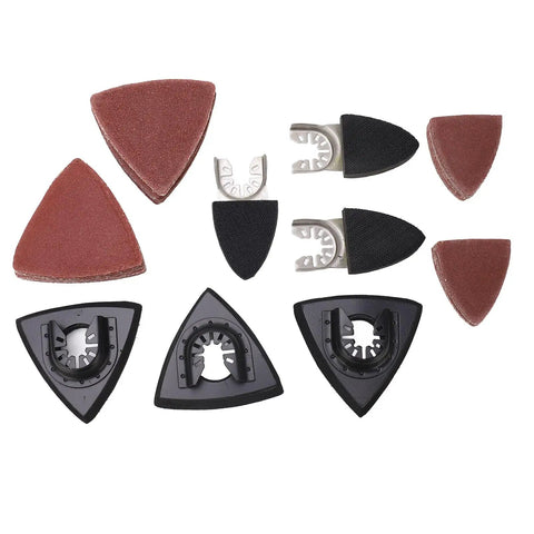 106 Piece Oscillating Tool Sanding Pads Kit For Metal with finger pads, edge pads, and sandpaper sheets displayed.