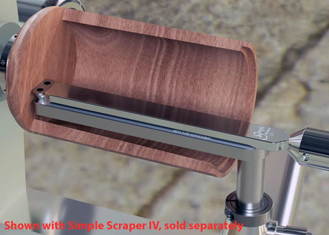 Pro Grade Stainless Steel CNC Machined Woodturning Tool Rest Platform with a Simple Scraper IV, 1 inch post, 9 inch wide rest