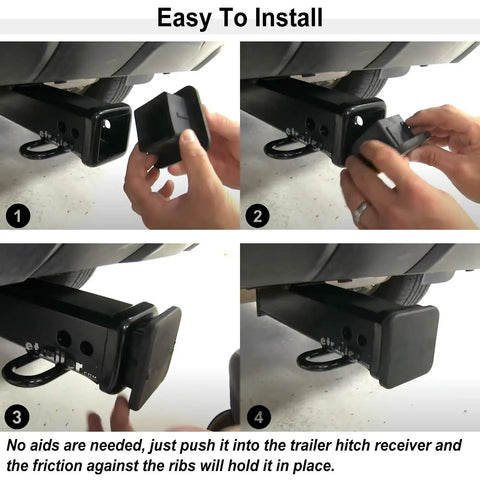 Installation of 2 Inch Trailer Hitch Cover Black Rubber Tow Receiver Tube Plug Cap Universal 2x2 Square Receiver