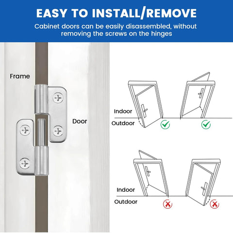Installation guide for 4 Pack 1.5 Inch Stainless Steel Lift Off Hinges With Screws Detachable Slip Joint Flag Hinges for wooden doors