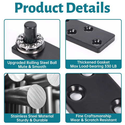 Product details of Heavy Duty Hidden Door Pivot Hinge Set For Murphy Doors And Bookcases, includes rolling steel ball and gasket.