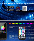 Side Glow Fiber Optic Curtain Lights 6.5 Ft Pack of 50 Strands for Autism Rooms, with remote and app interface showing color modes.