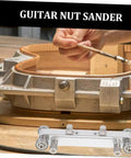 Pro Grade Guitar Nut And Saddle Sander Tool For Luthiers with aluminum body in workshop