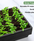 1020 Flat Seed Starter Trays 10 Pack BPA Free Plastic Nursery Pots for Seedlings No Drainage Holes with Green Plants