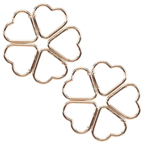 Gold Heart Carabiner Clips 16 Pack For Backpacks And Hiking Gear Lightweight Aluminum Alloy Spring Snap Hooks Keychain Accessories Bulk Value Set