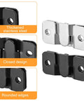Close-up of Massive 200-Piece Flush Mount Bracket Set with black and silver stainless steel buckles, closed design, rounded edges