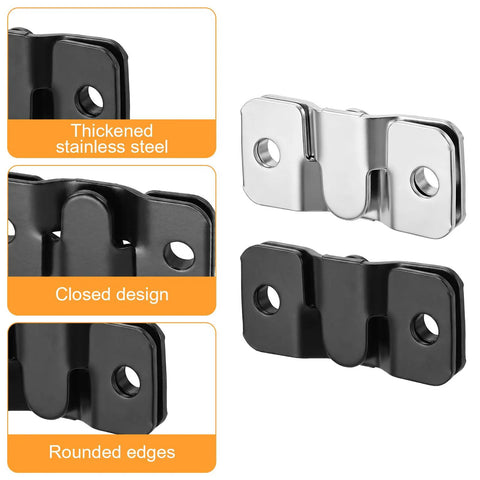 Close-up of Massive 200-Piece Flush Mount Bracket Set with black and silver stainless steel buckles, closed design, rounded edges