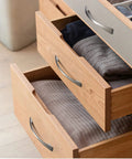 Wooden dresser with 6.5 Inch Satin Nickel Cabinet Pulls Kit, Zinc Alloy Body Dresser Drawer Handles, 128mm Center To Center