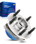 Front Wheel Hub Bearing Assembly compatible with Chevy Impala 2000-2013, 5 lug ABS, product packaging and part view