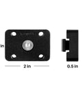 Mounting Bracket Base For MOLLE Panels 2 Pack Ready To Roll Universal Adapter For Fire Extinguisher Mounts Gun Racks And Gas Can Holders Fits 1 To 1.7 Inch MOLLE Slots With Durable Load Bearing, shown with dimensions.