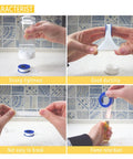 VOTMELL PTFE plumber tape, 4 rolls white 1/2 in x 520 in; four-panel collage shows unrolling and application