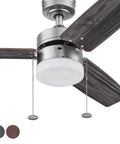 42 Inch Modern Farmhouse Ceiling Fan With Silent Glide Motor Crisp LED Light Pull Chain Dapper Pewter Finish